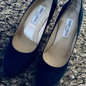 Dark Teal Suede JC Round Toe Pumps